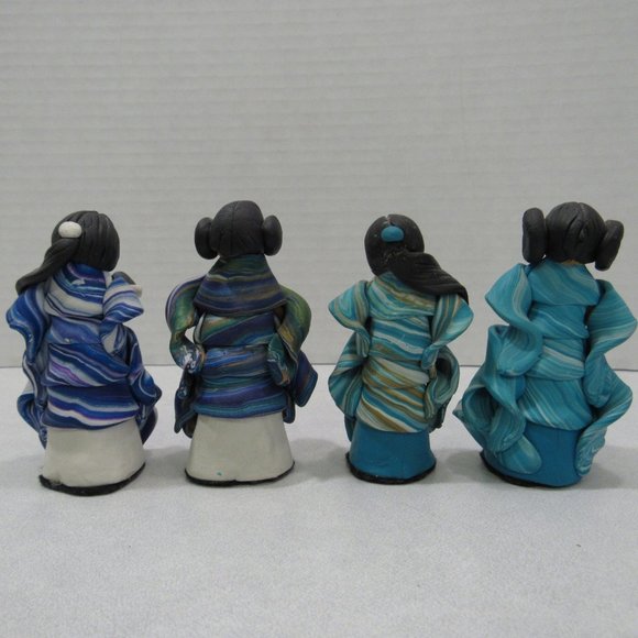 Set 4 OOAK Polymer Clay Faceless Women Dolls - Picture 6 of 8